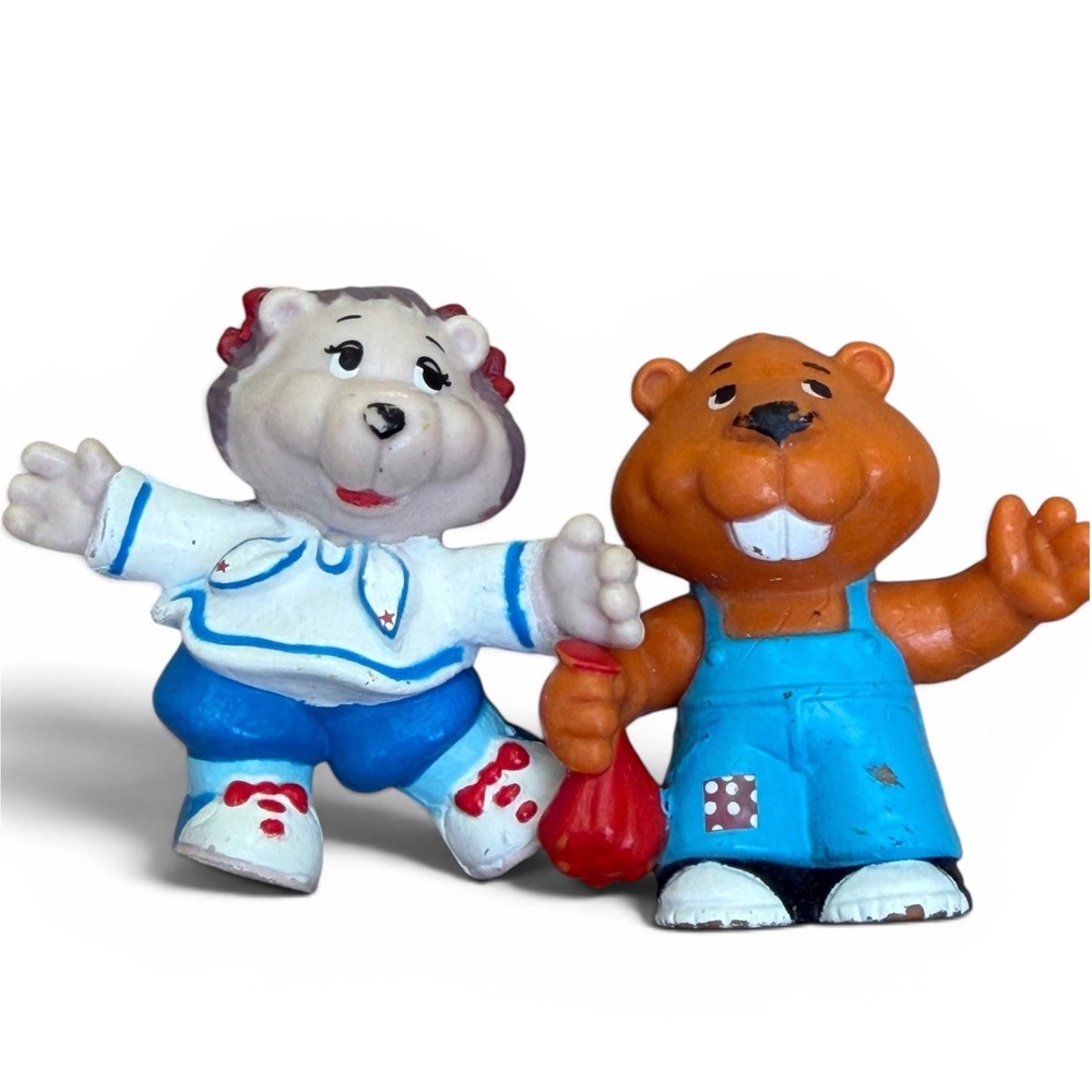 Vintage 1984 Tomy The Get Along Gang PVC Figures Portia Porcupine + Bingo Beaver